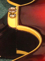 1968 Guild Starfire Bass - heel detail. Note the three-ply binding