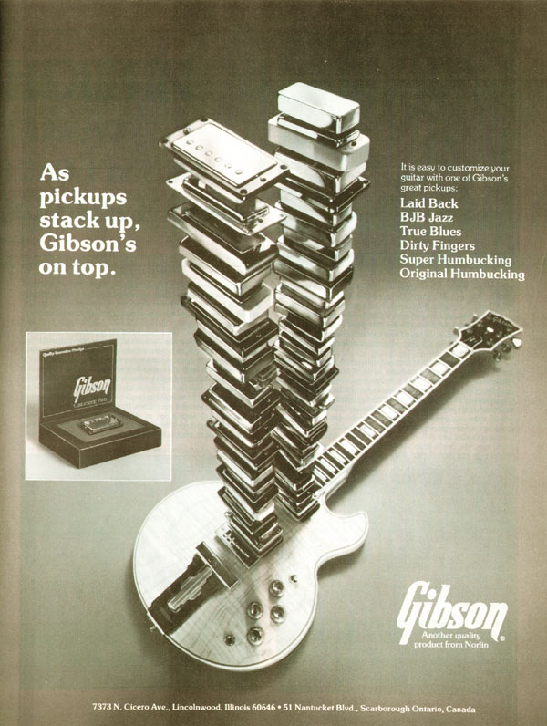 Gibson advertisement (1978) As pickups stack up, Gibsons on top