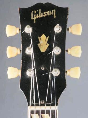 1954 Gibson ES-175 headstock with Gibson logo and crown inlay