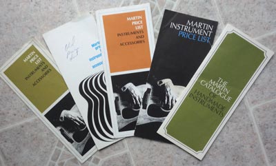 1960s and 70s Martin guitar price lists: 1966, 1968, 1970, 1972 and 1975