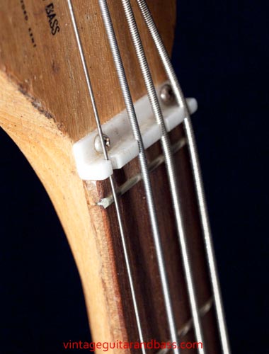1963 Vox Clubman bass - nut and zero-fret detail