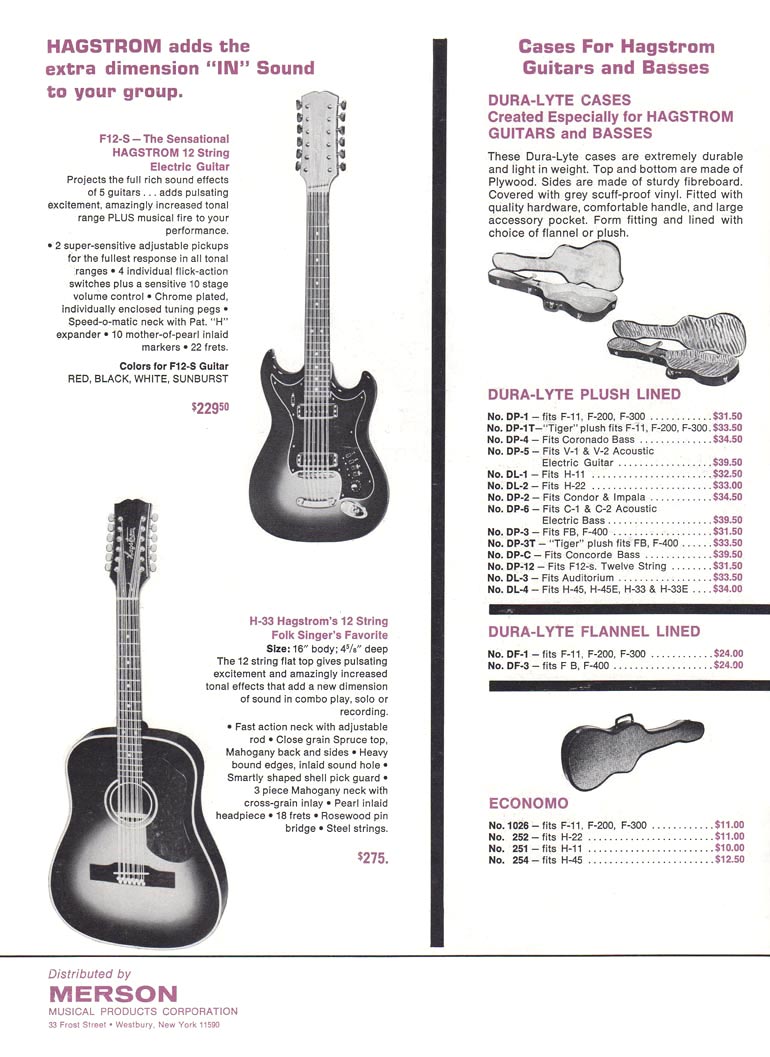 1966 Hagstrom guitar catalog page 8 - Impala and Condor guitars and the Coronado IV bass
