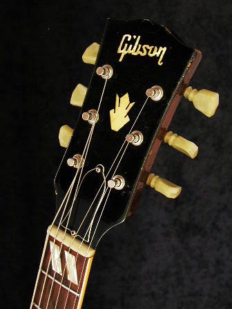 1967 Gibson ES-175D headstock detail with crown inlay