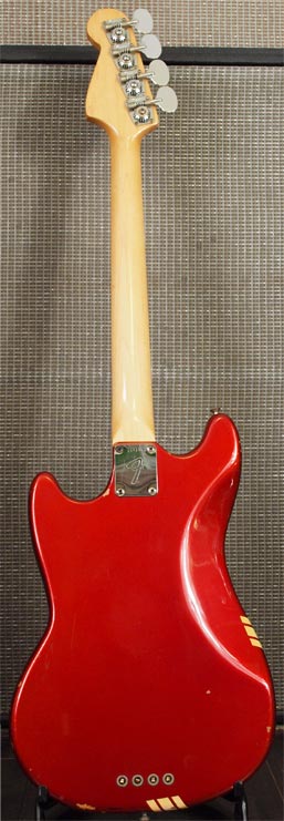 1969 Fender Competition Red Mustang bass with Fender Bassman 100 amplifier - reverse view