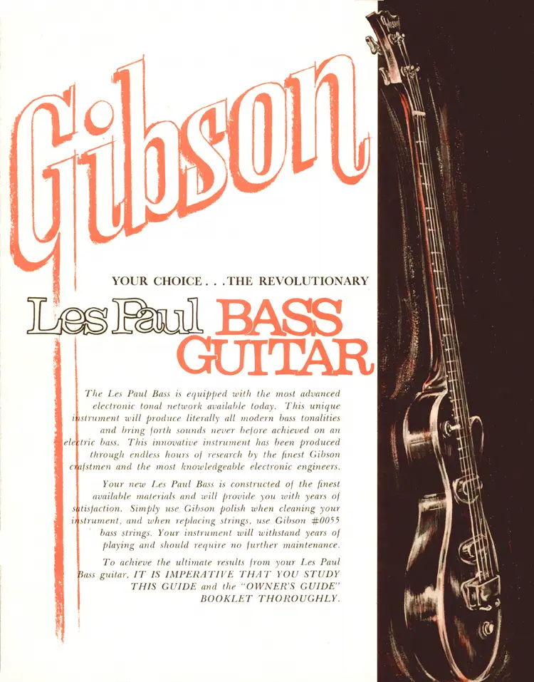 1969 Gibson Les Paul bass owners manual, front cover