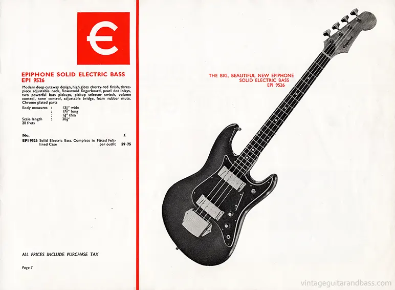 1970 Rosetti Epiphone catalog page 7: Epiphone 9526 (1820 / ET-280)
