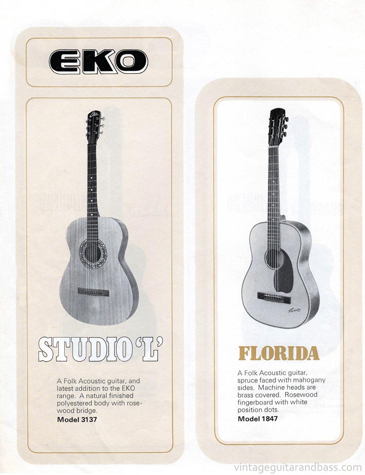 1971 Rose-Morris guitar catalog page 14 - Eko Studio L and Rose-Morris Florida