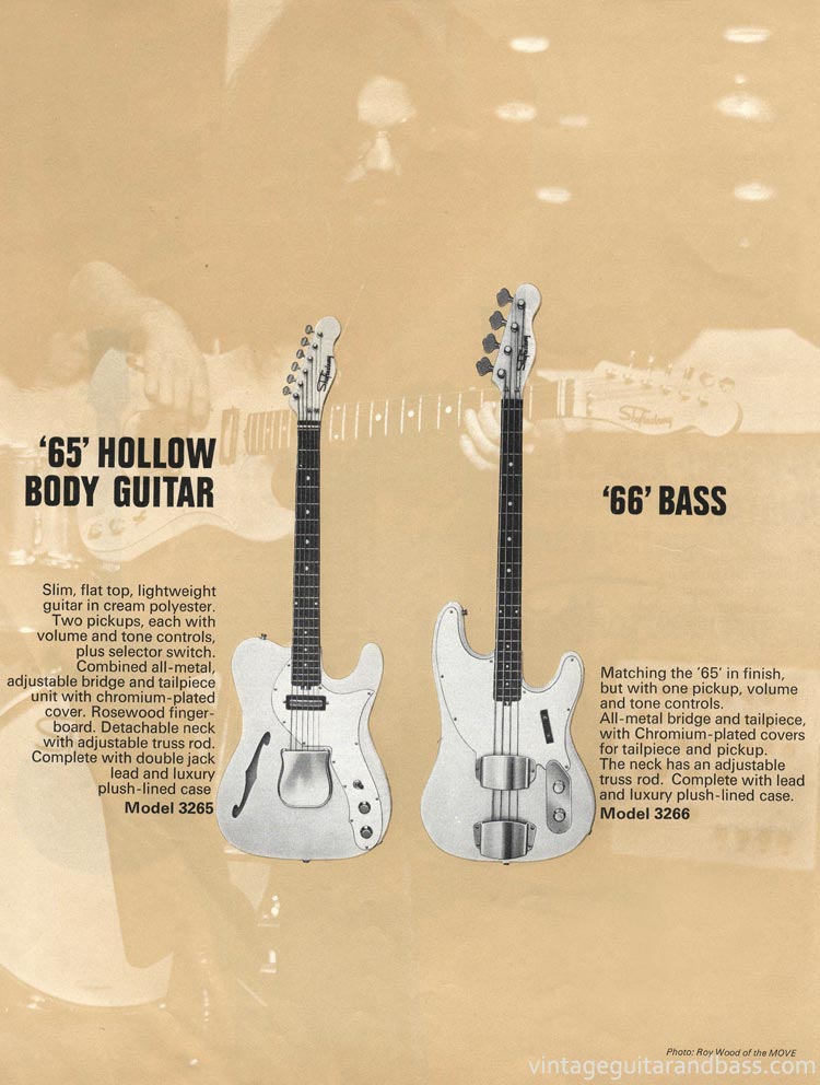 1971 Rose-Morris guitar catalog page 4 - Shaftesbury 3265 and 3266 bass