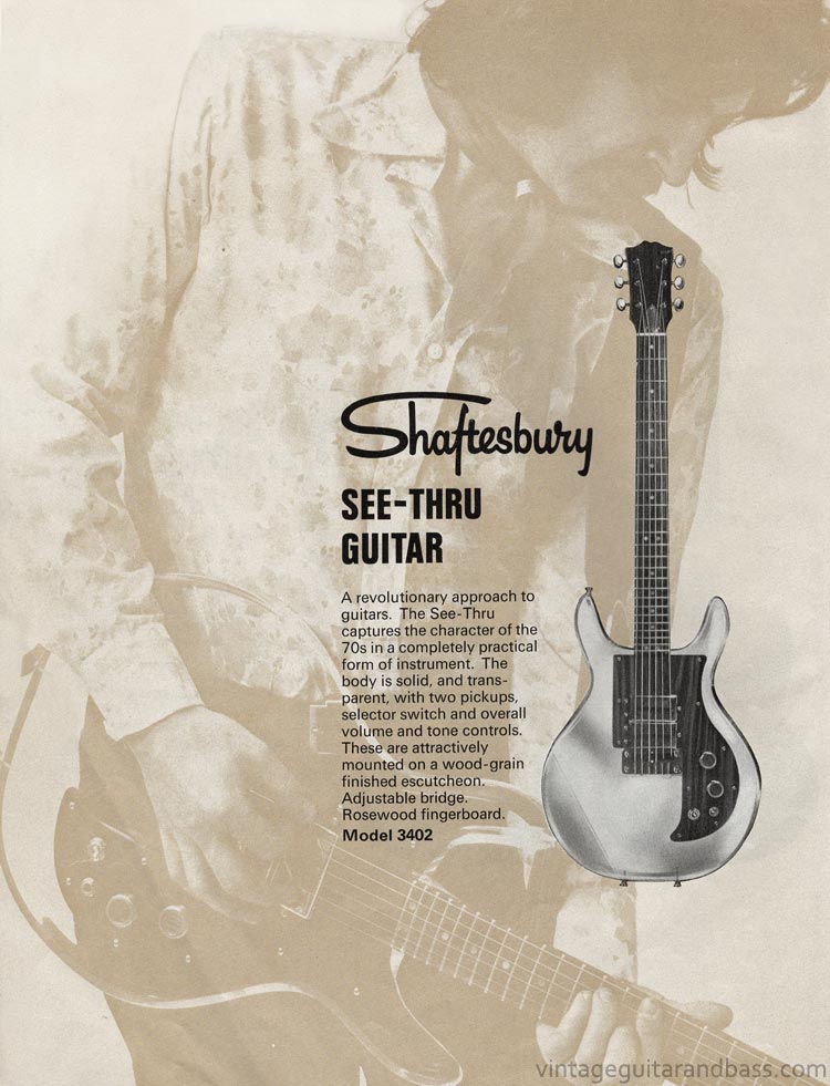 1971 Rose-Morris guitar catalog page 6 - details of the Shaftesbury 3402