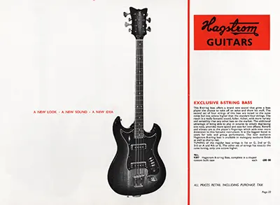 1971 Rosetti catalogue page 22 - Hagstrom 8-String Bass