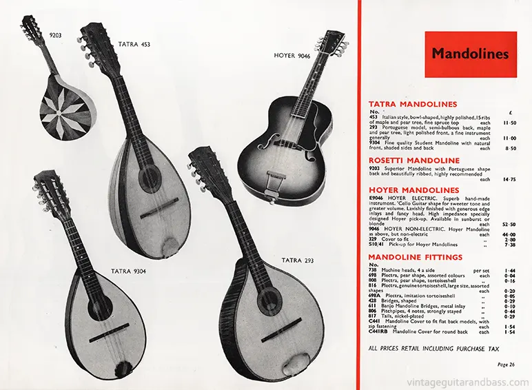 1971 Rosetti catalog page 26: Tatra, Rosetti and Hoyer Mandolines