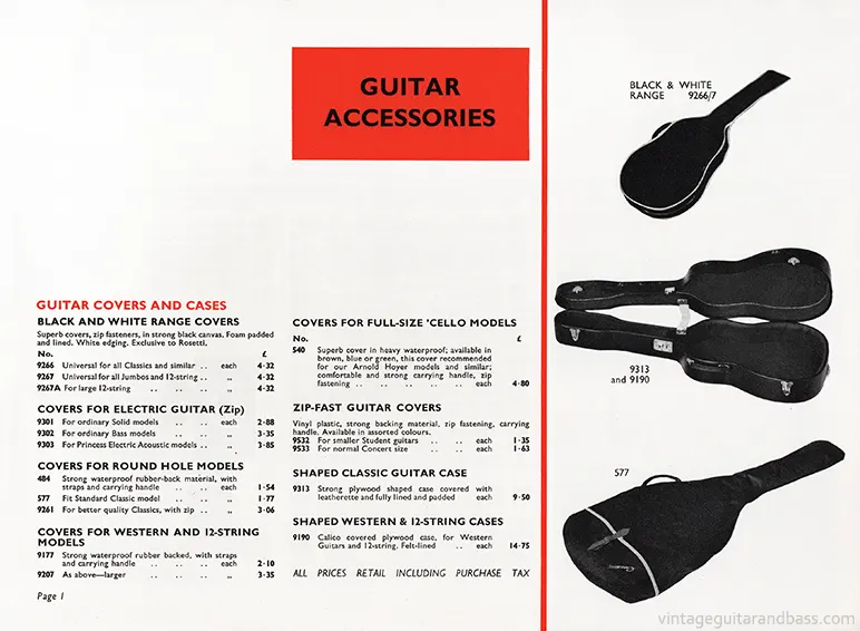 1971 Rosetti catalog page 29: back cover