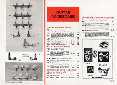 1971 Rosetti catalogue page 30 - Guitar accessories: Machine heads