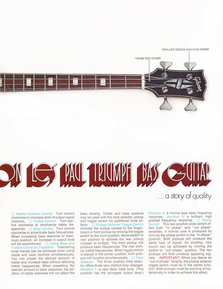 1971 Gibson Triumph bass owners manual - page 3