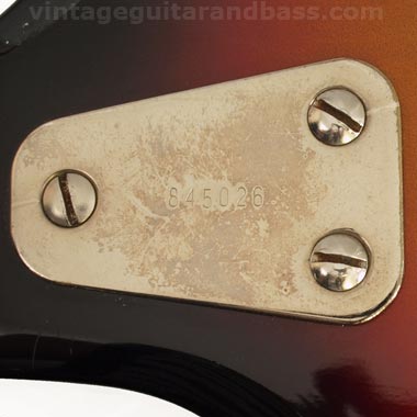 1972 Hagstrom HIIN-OT neck plate with serial number