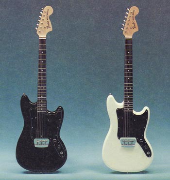 Two examples of the Fender Musicmaster from the 1976 Fender catalog