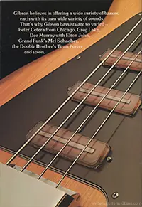 1976 Gibson bass guitar catalog page 10 - the Gibson Grabber