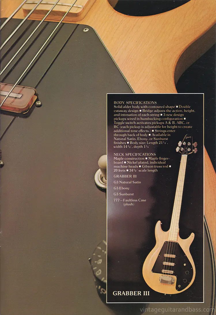 1976 Gibson bass guitar catalog, page 11 - G-3 bass