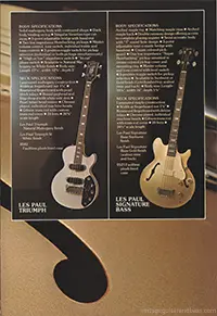 1976 Gibson bass guitar catalog page 9 -  - the Gibson Les Paul Triumph and Les Paul Signature bass