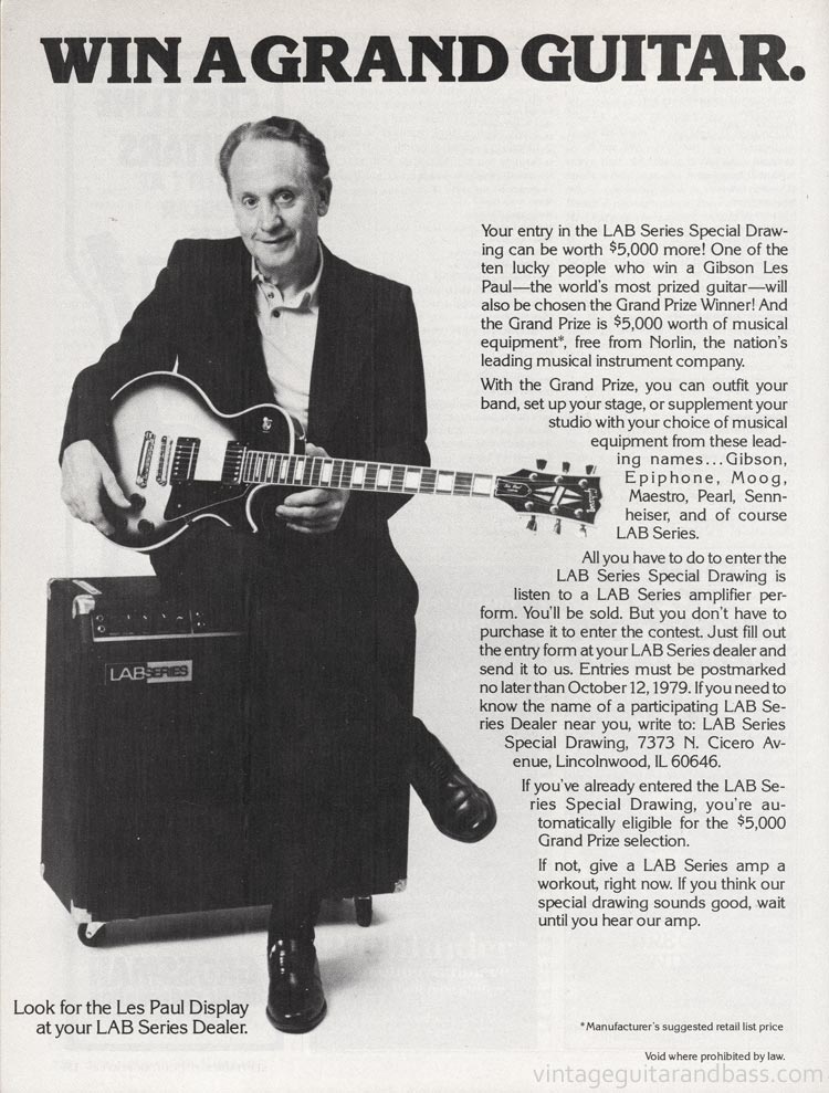 Gibson advertisement (1979) Win a grand guitar