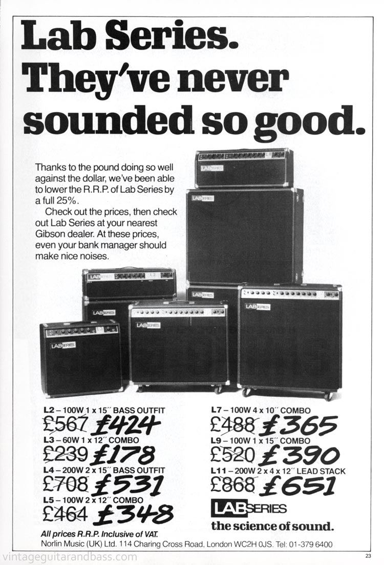 Gibson advertisement (1980) Lab Series. They