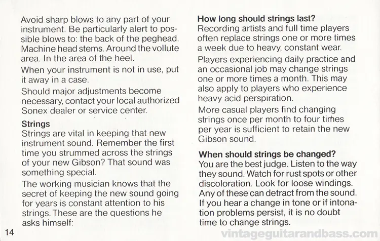 1980 Gibson Sonex owners manual - page 14