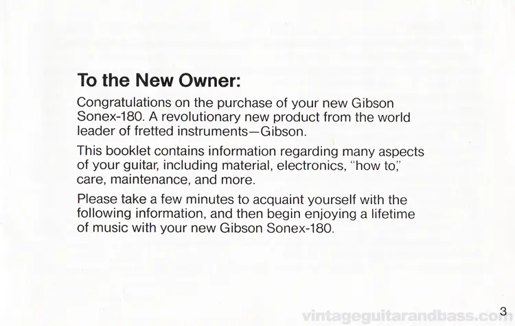 1980 Gibson Sonex owners manual - page 3