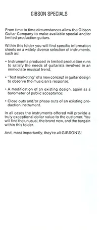 1981 Gibson Specials pre-owners manual page 2