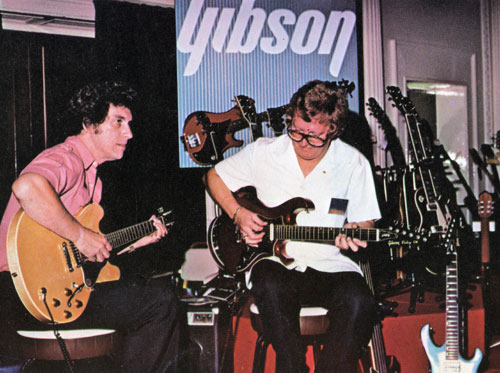 The Rosetti trade stand at the 1981 British Music Fair, with Gibson guitars