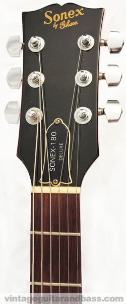 Gibson Sonex 180 deluxe headstock front with Sonex logo