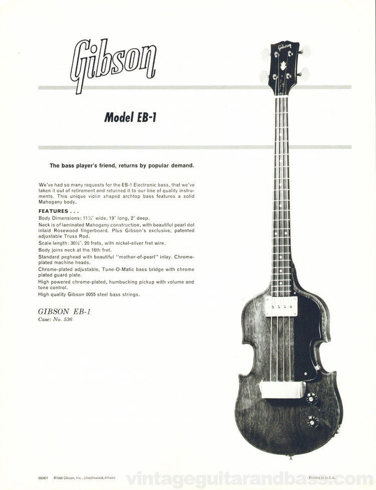Gibson EB-1 promo sheet