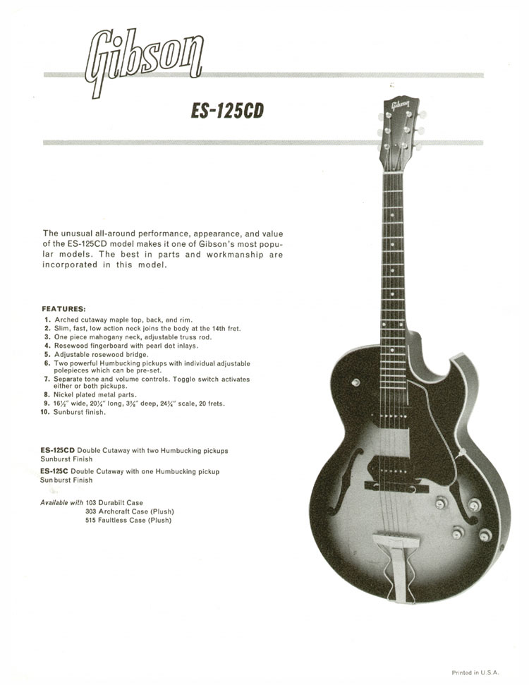 Gibson ES-125CD promo sheet