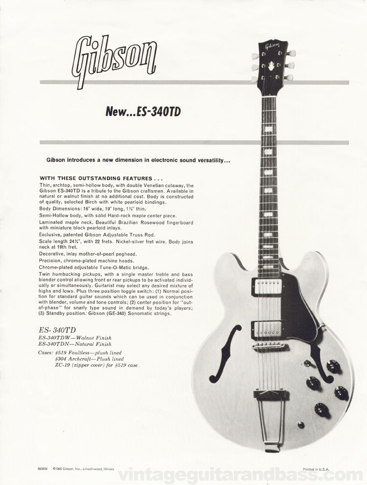 Gibson ES-340TD promo sheet