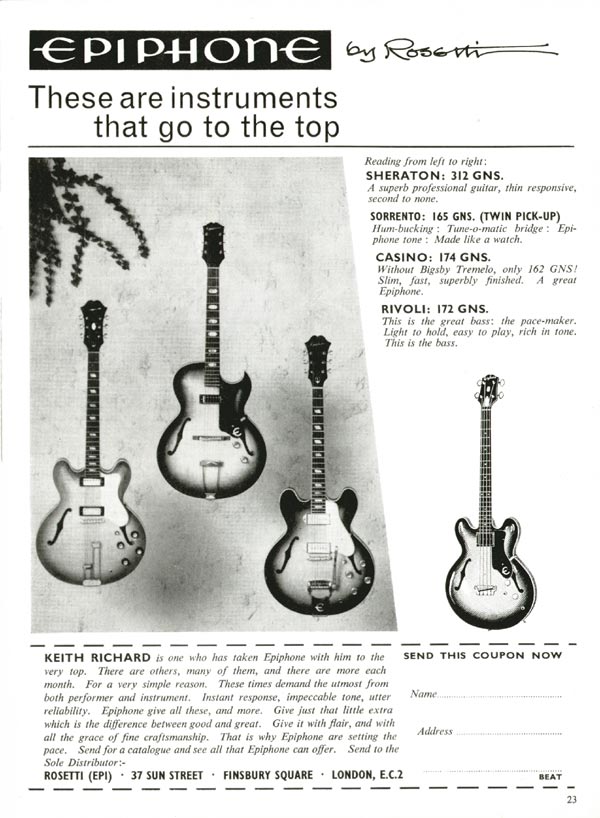 Epiphone advertisement (1964) These are instruments that go to the top