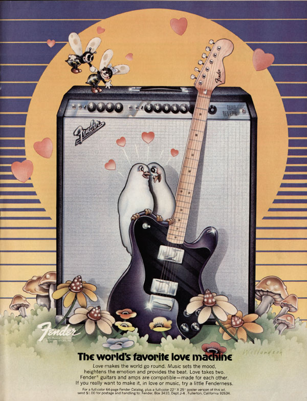 Fender advertisement (1973) The Worlds Favorite Love Machine