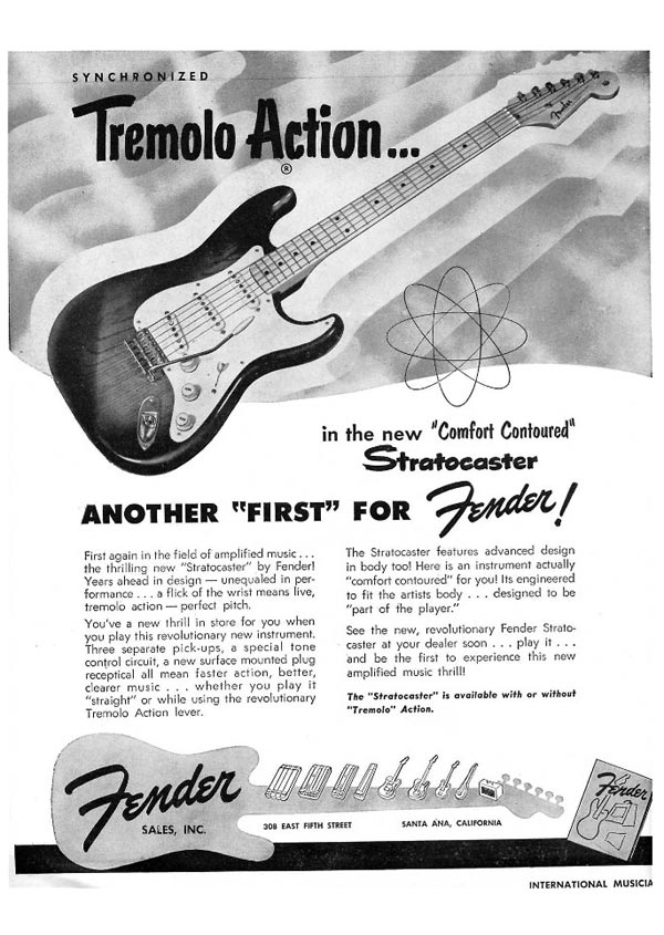 Fender advertisement (1954) Synchronized tremolo action