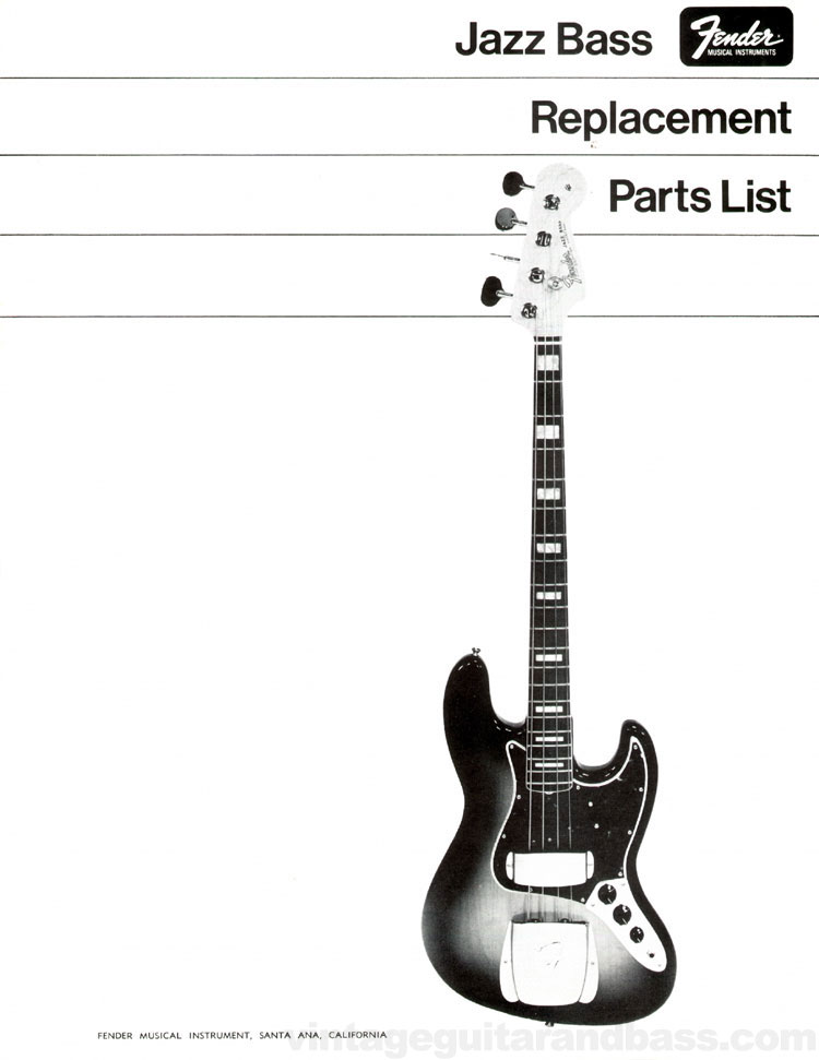 Replacement parts list for the 1968 Fender Jazz bass guitar - part 1
