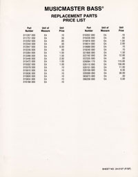 Fender Musicmaster 1976 parts list page 3