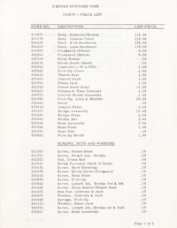 Fender Mustang 1969 parts list page 2