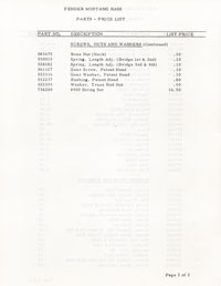Fender Mustang 1969 parts list page 3