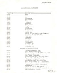 Fender Mustang 1969 parts list page 1