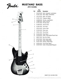 Fender Mustang 1976 parts list page 1