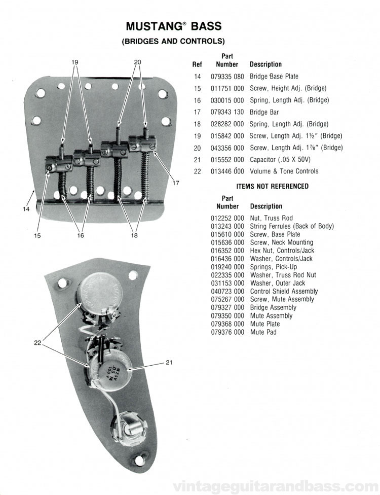 Replacement parts list for the 1976 Fender Mustang bass guitar - part 2