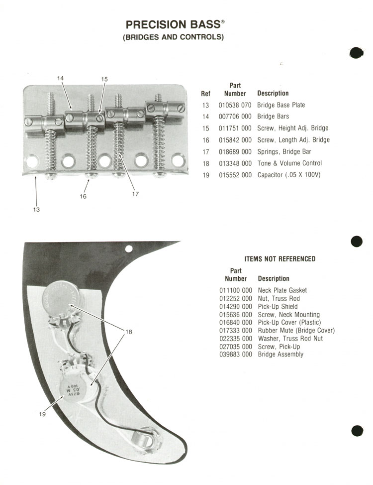 Replacement parts list for the 1976 Fender Precision bass guitar - part 2