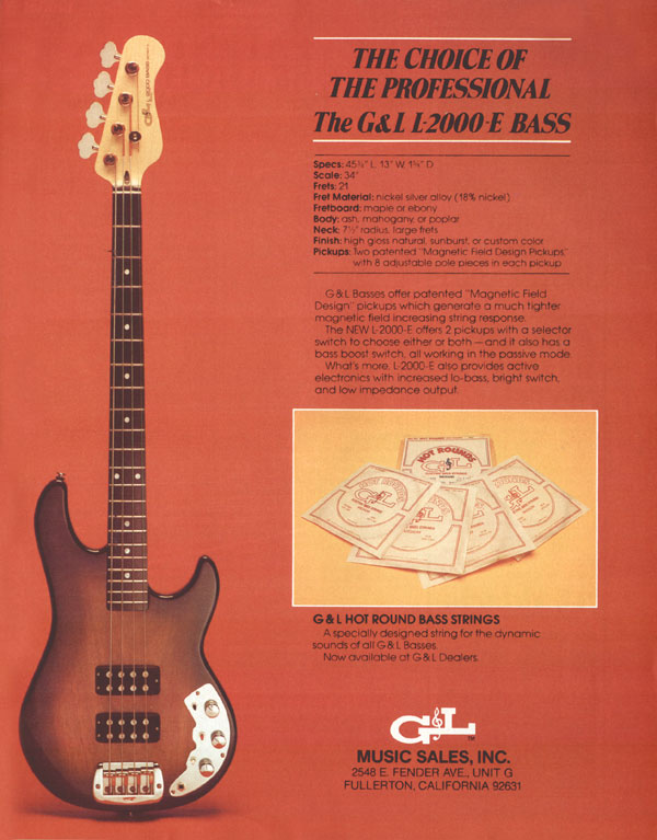 G&L advertisement (1982) The Choice of the Professional