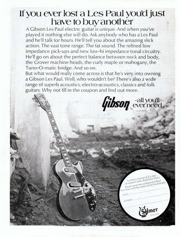 Gibson advertisement (1972) If You Ever Lost a Les Paul, You