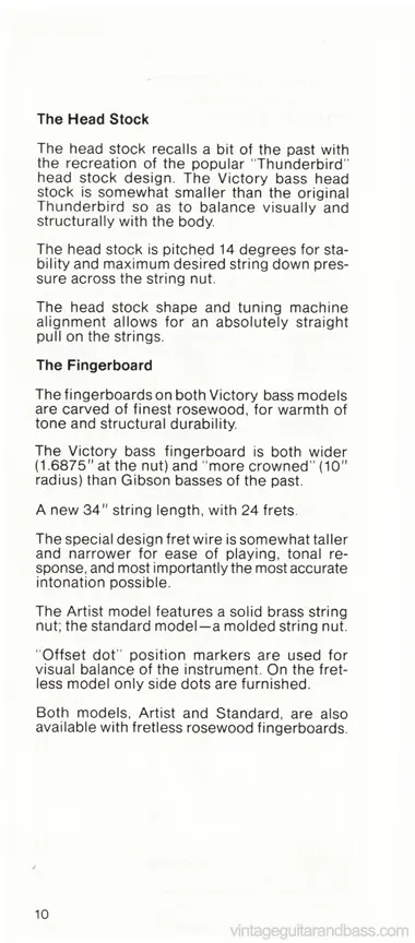 1981 Gibson Victory Bass Owners Manual, page 10