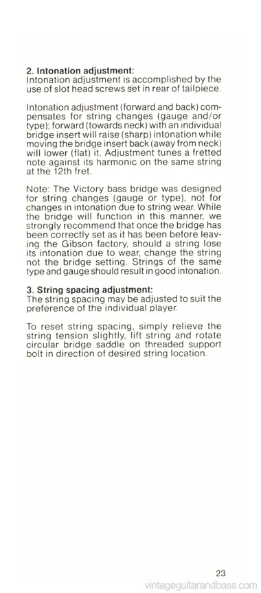 1981 Gibson Victory Bass Owners Manual, page 23