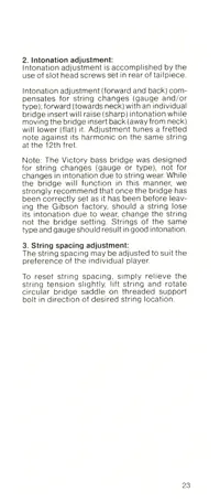 1981 Gibson Victory Bass owners manual page 23