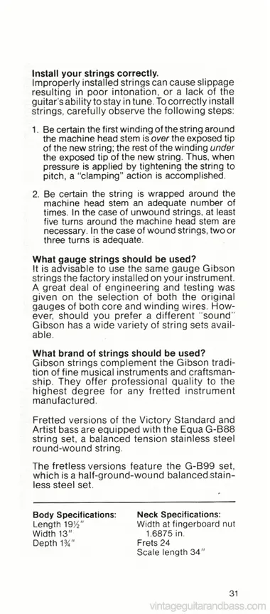 1981 Gibson Victory Bass Owners Manual, page 31